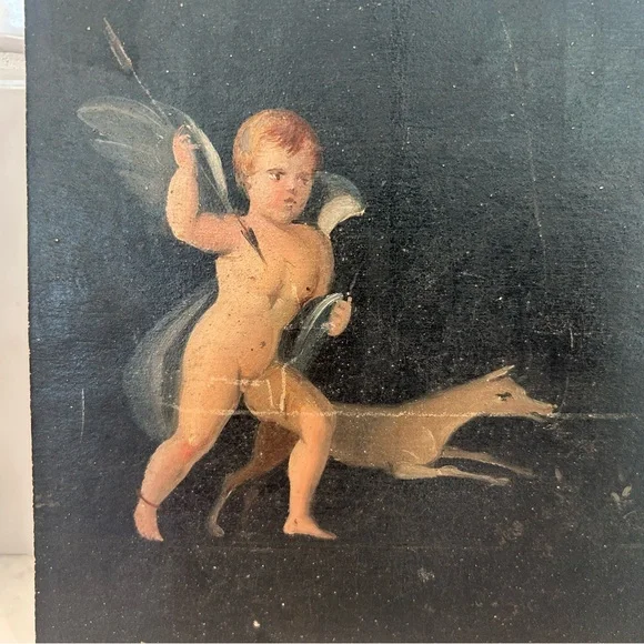 Vintage Cherub and Animal Art Panel - Picture 2 of 6